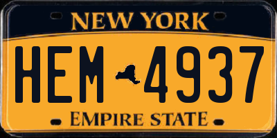 NY license plate HEM4937