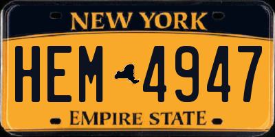 NY license plate HEM4947