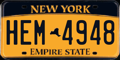 NY license plate HEM4948