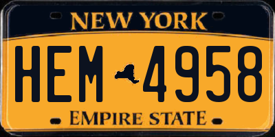 NY license plate HEM4958