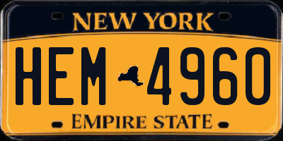 NY license plate HEM4960