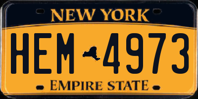 NY license plate HEM4973