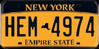NY license plate HEM4974
