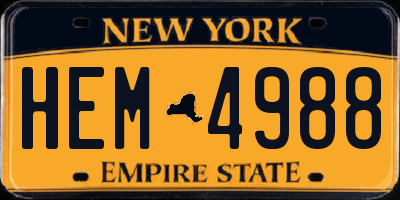 NY license plate HEM4988