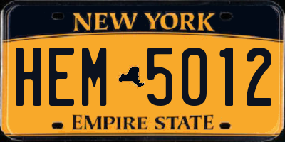 NY license plate HEM5012