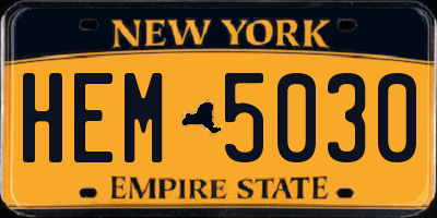 NY license plate HEM5030