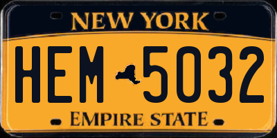 NY license plate HEM5032