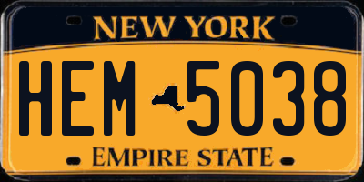 NY license plate HEM5038