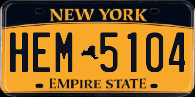 NY license plate HEM5104