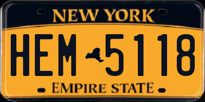 NY license plate HEM5118