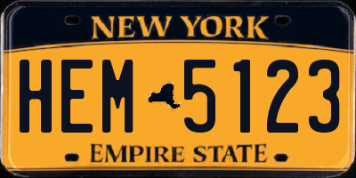 NY license plate HEM5123