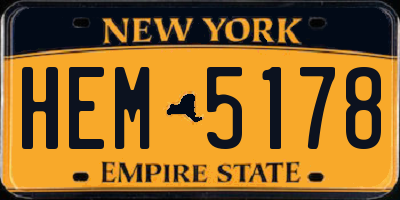 NY license plate HEM5178