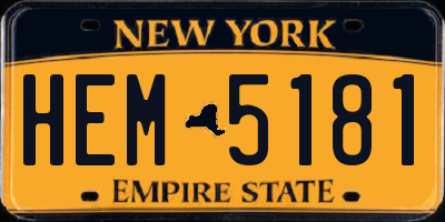 NY license plate HEM5181