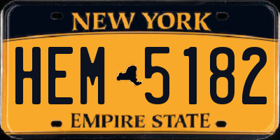 NY license plate HEM5182
