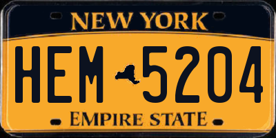 NY license plate HEM5204