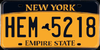 NY license plate HEM5218