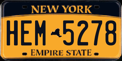 NY license plate HEM5278