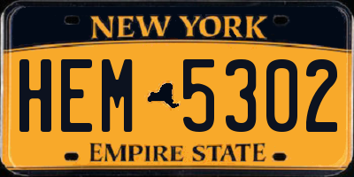 NY license plate HEM5302