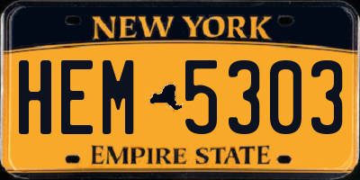 NY license plate HEM5303