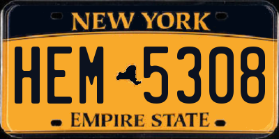 NY license plate HEM5308