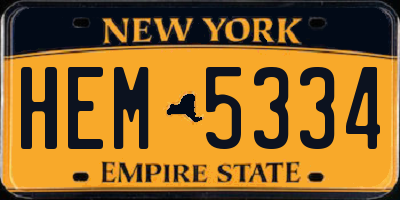 NY license plate HEM5334