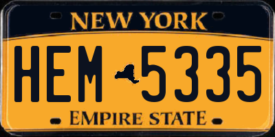 NY license plate HEM5335