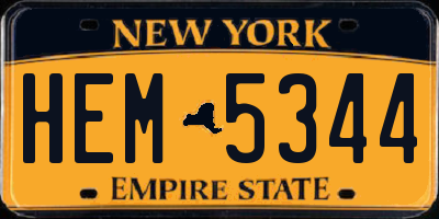 NY license plate HEM5344