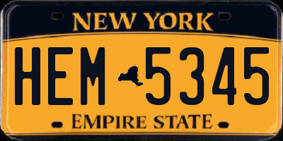 NY license plate HEM5345