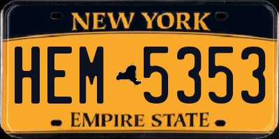 NY license plate HEM5353