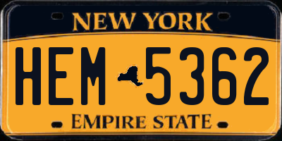 NY license plate HEM5362