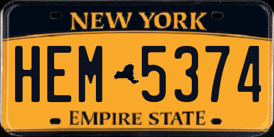 NY license plate HEM5374