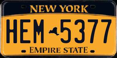 NY license plate HEM5377