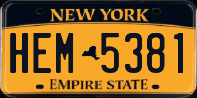 NY license plate HEM5381