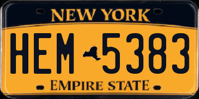 NY license plate HEM5383