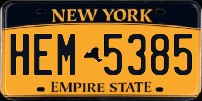NY license plate HEM5385