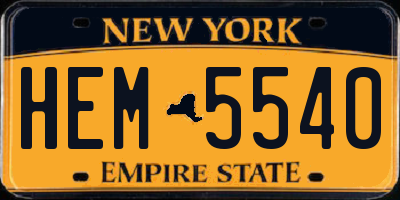 NY license plate HEM5540