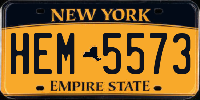 NY license plate HEM5573