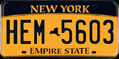NY license plate HEM5603