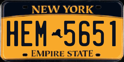 NY license plate HEM5651