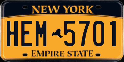 NY license plate HEM5701