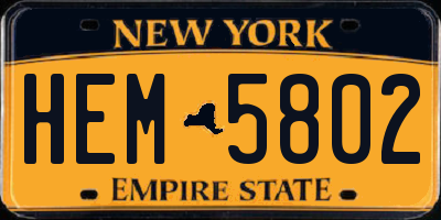 NY license plate HEM5802