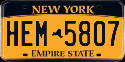 NY license plate HEM5807