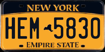 NY license plate HEM5830