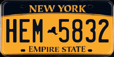 NY license plate HEM5832
