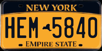 NY license plate HEM5840