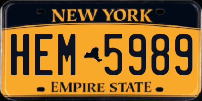 NY license plate HEM5989