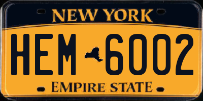 NY license plate HEM6002