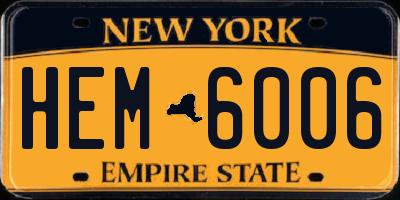 NY license plate HEM6006