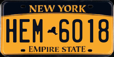 NY license plate HEM6018