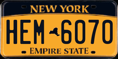 NY license plate HEM6070